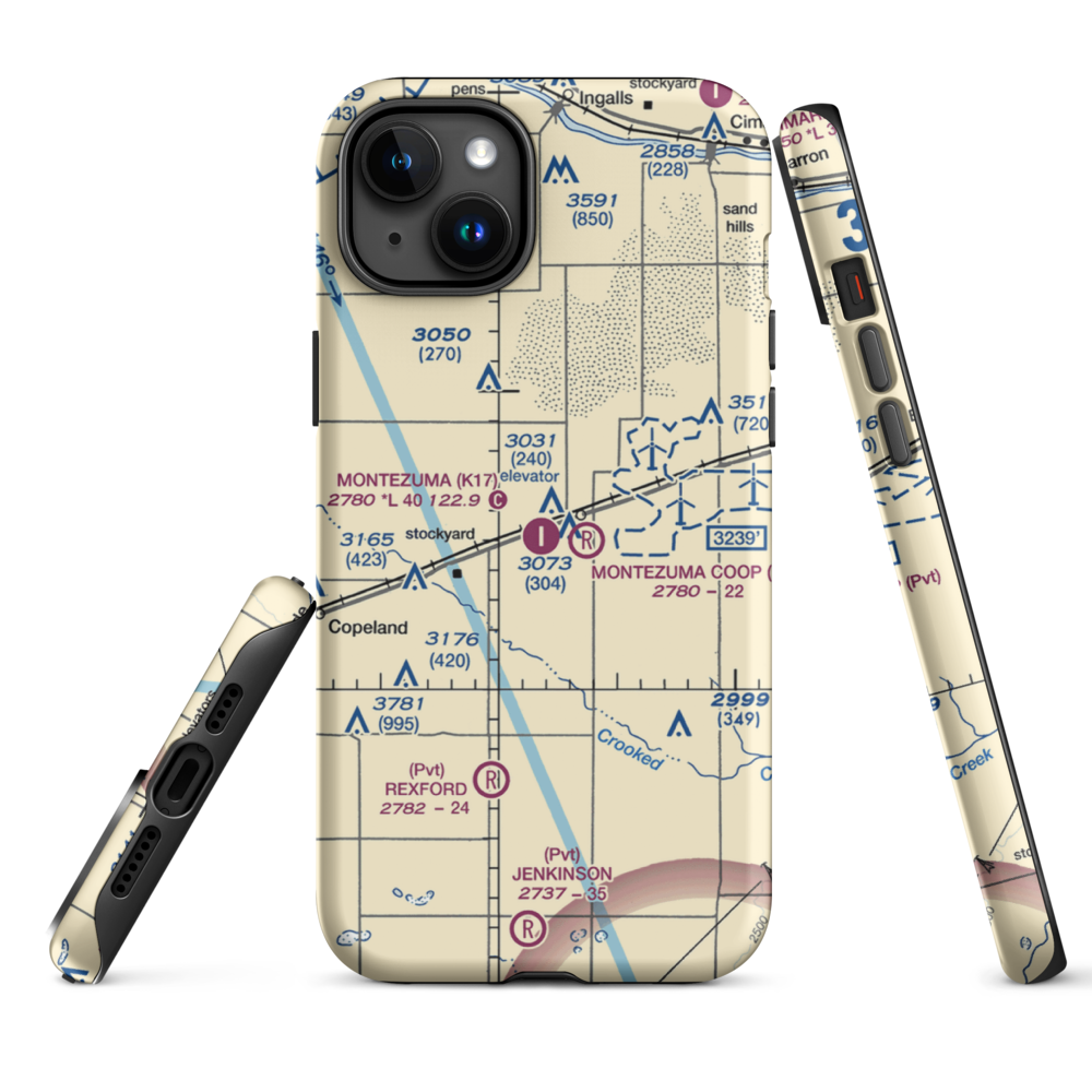 Montezuma Municipal Airport (K17) VFR Sectional  Tough iPhone Case iPhone 15 Plus model shown