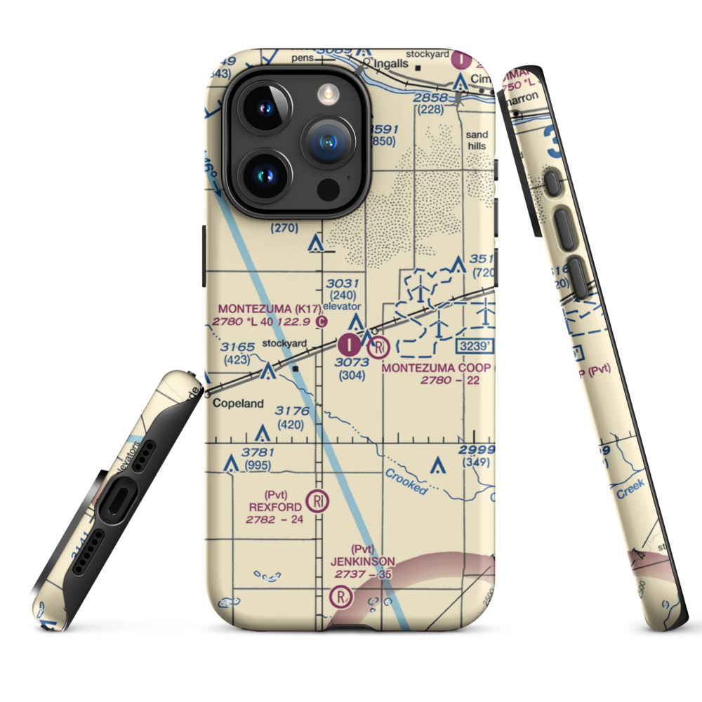 Montezuma Municipal Airport (K17) VFR Sectional  Tough iPhone Case iPhone 15 Pro Max model shown