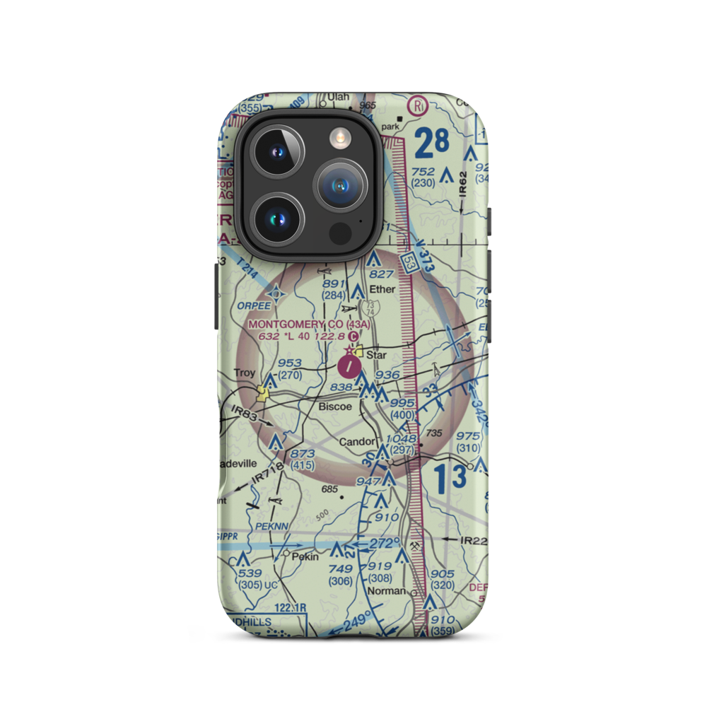 Montgomery County Airport (43A) VFR Sectional  Tough iPhone Case iPhone 16 Pro model shown