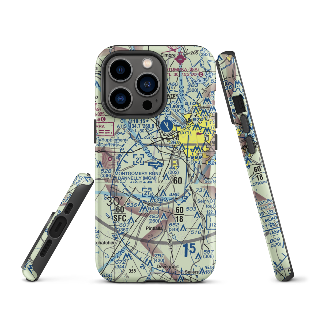 Montgomery Regional (Dannelly Field) Airport (MGM) VFR Sectional  Tough iPhone Case iPhone 13 Pro model shown