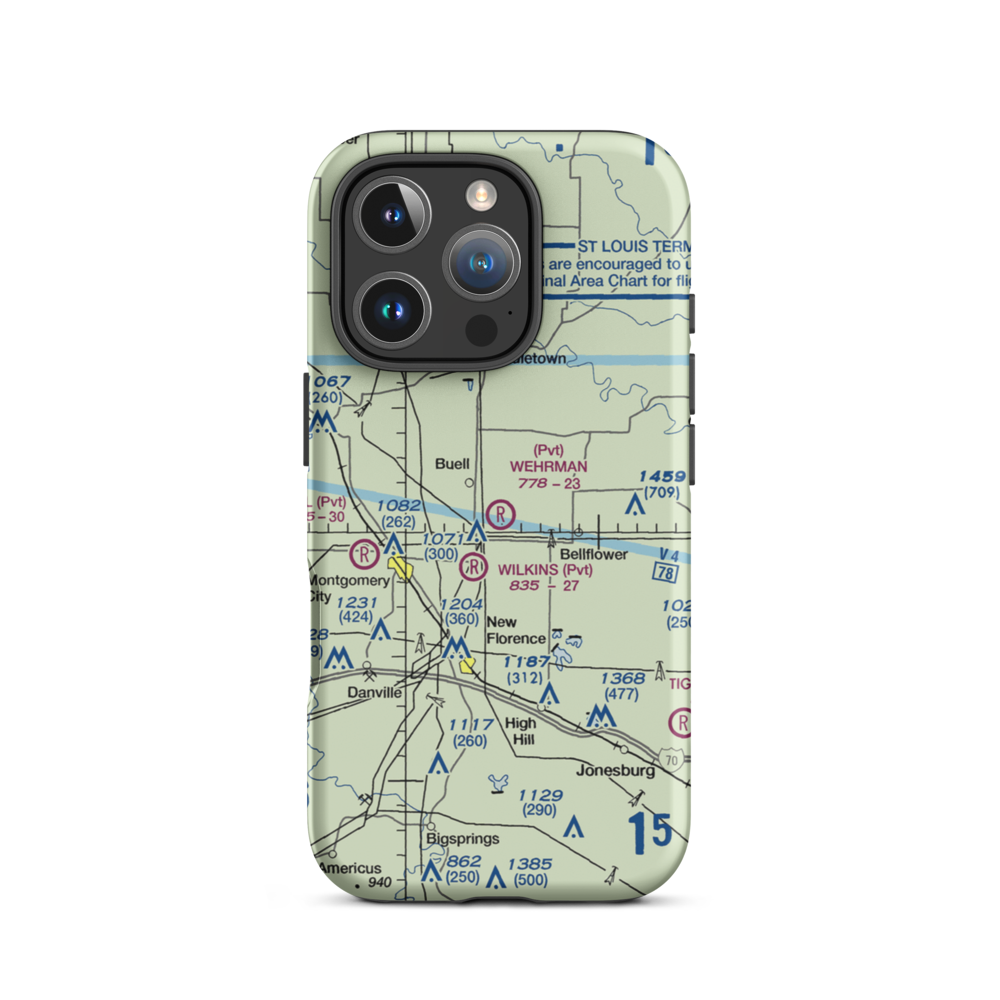 Montgomery-Wehrman Airport (4MO) VFR Sectional  Tough iPhone Case iPhone 16 Pro model shown