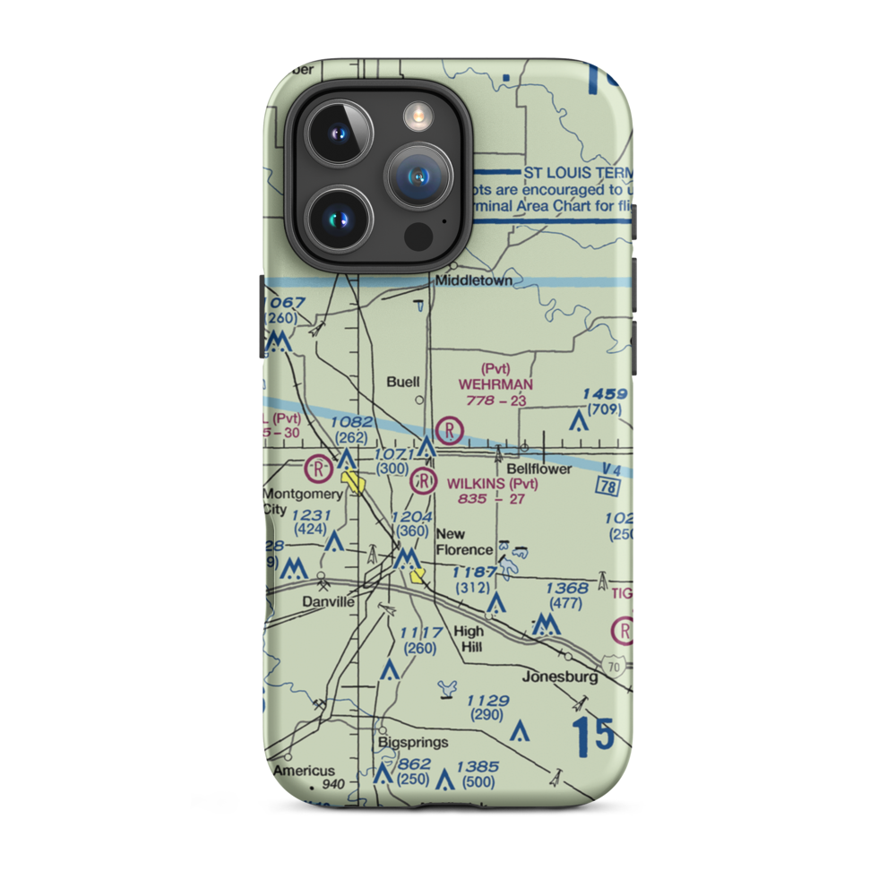 Montgomery-Wehrman Airport (4MO) VFR Sectional  Tough iPhone Case iPhone 16 Pro Max model shown