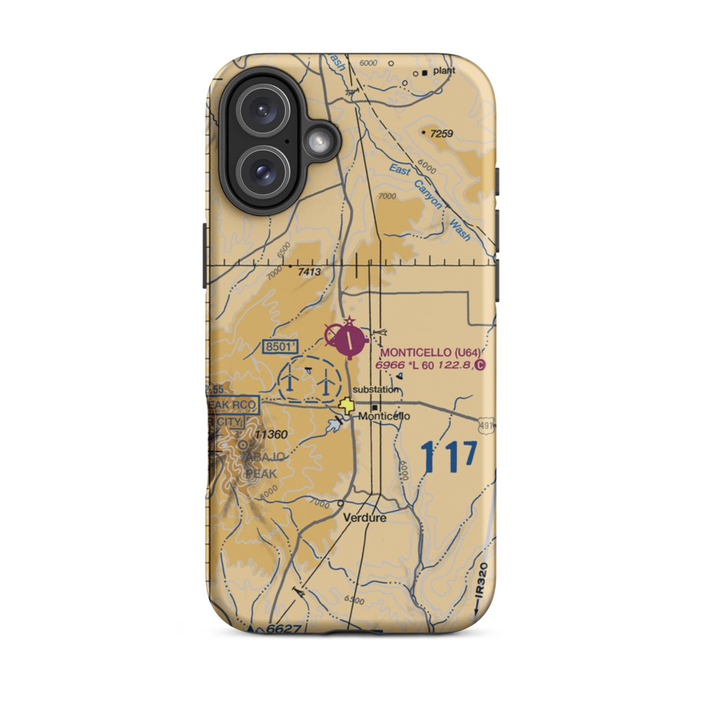 Monticello Airport (U64) VFR Sectional  Tough iPhone Case iPhone 16 Plus model shown