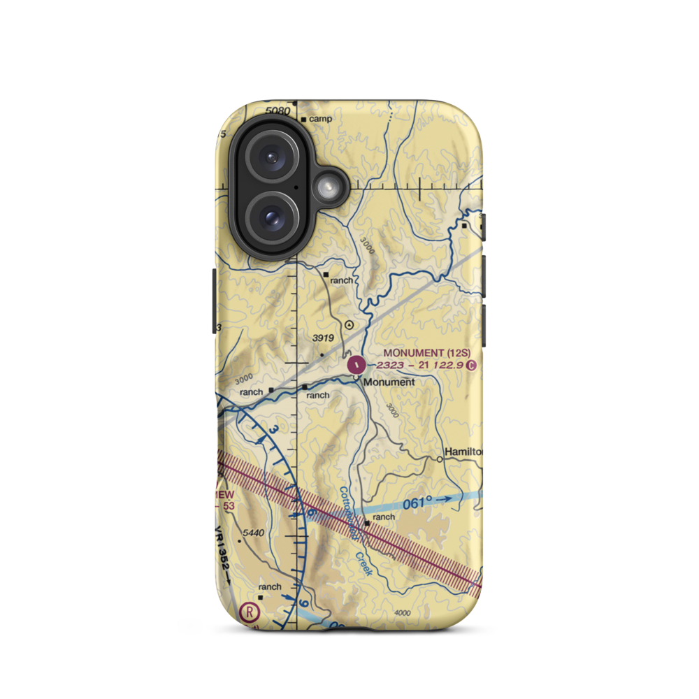 Monument Municipal Airport (12S) VFR Sectional  Tough iPhone Case iPhone 16 model shown