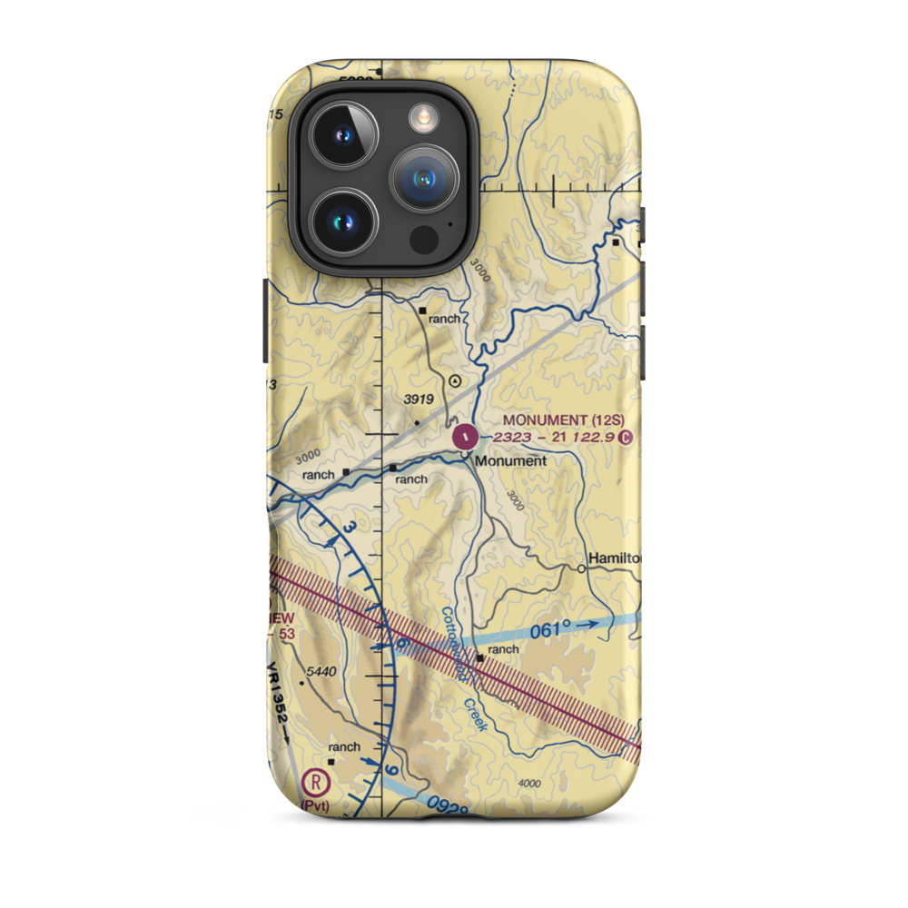 Monument Municipal Airport (12S) VFR Sectional  Tough iPhone Case iPhone 16 Pro Max model shown