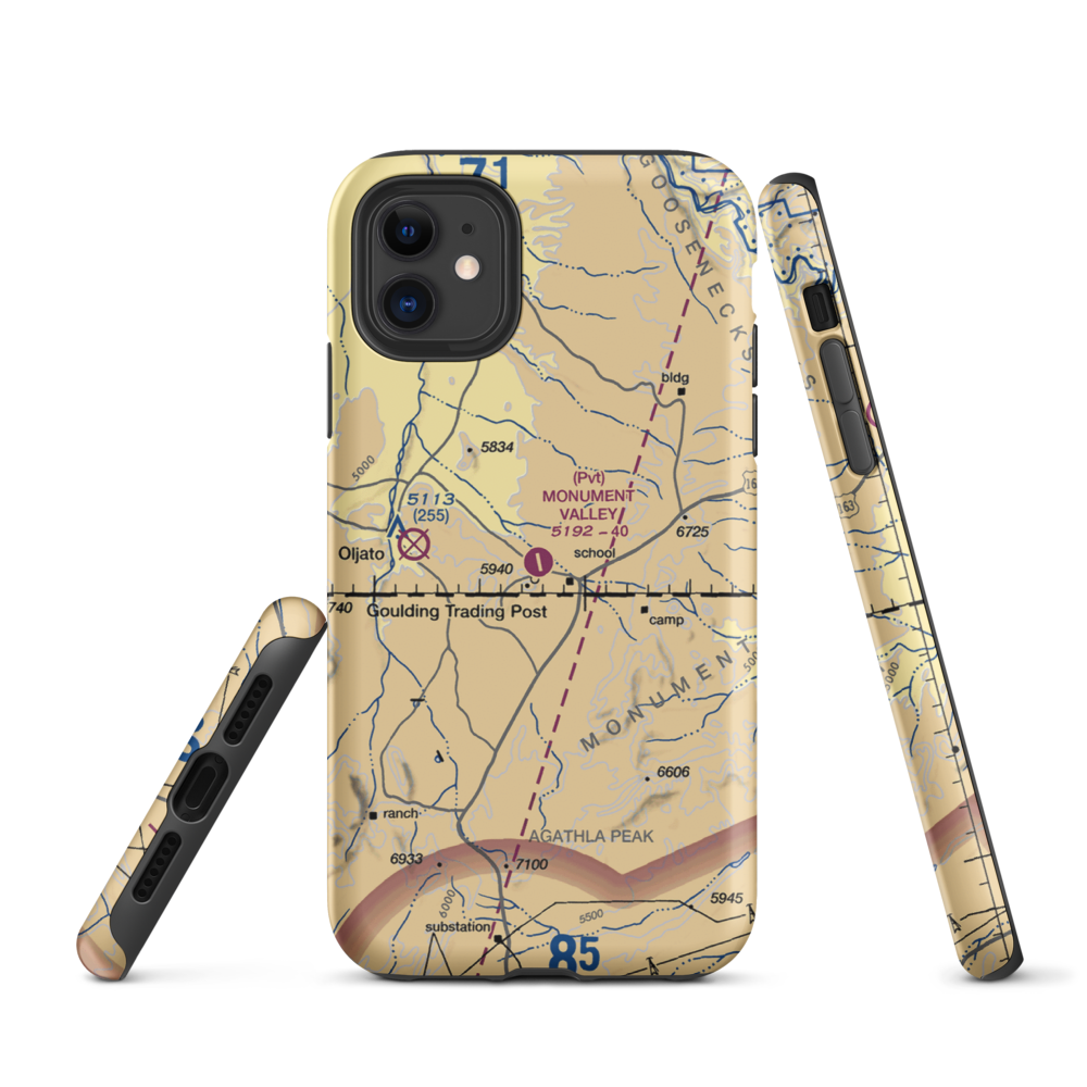 Monument Valley Airport (GMV) VFR Sectional  Tough iPhone Case iPhone 11 model shown