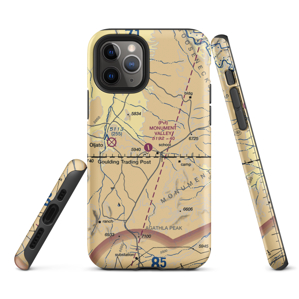 Monument Valley Airport (GMV) VFR Sectional  Tough iPhone Case iPhone 11 Pro model shown