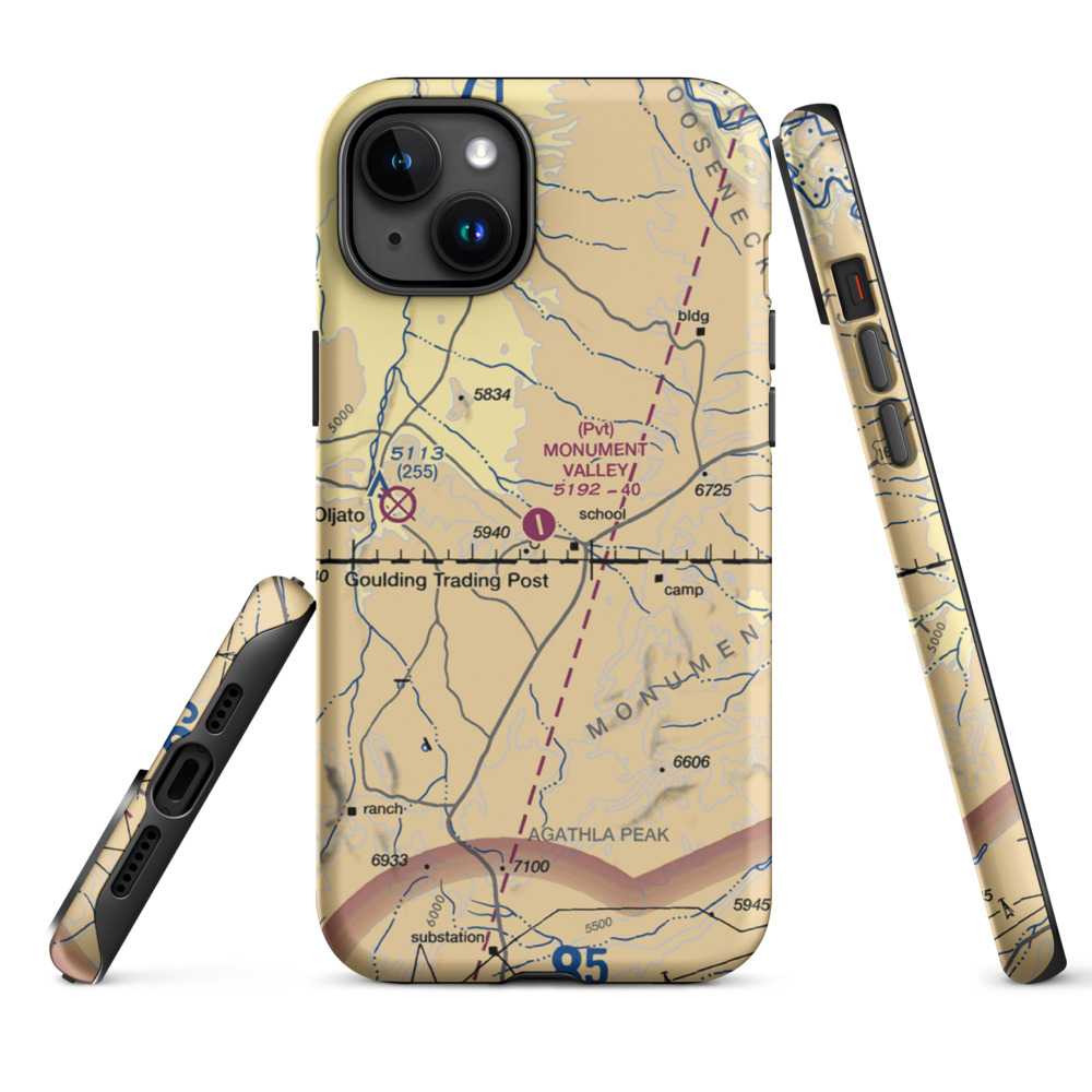 Monument Valley Airport (GMV) VFR Sectional  Tough iPhone Case iPhone 15 Plus model shown