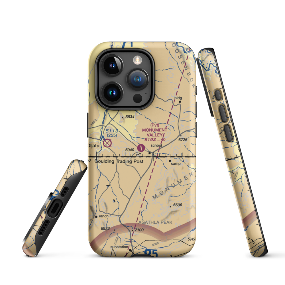 Monument Valley Airport (GMV) VFR Sectional  Tough iPhone Case iPhone 15 Pro model shown