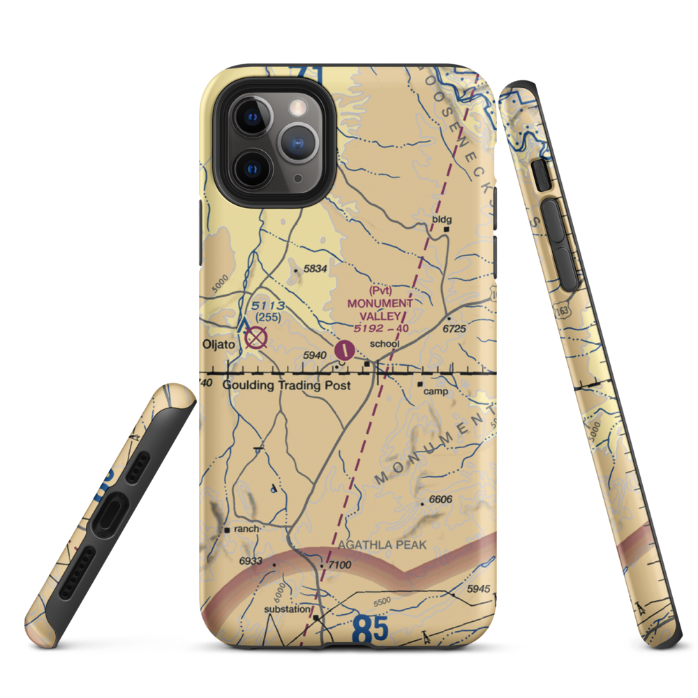 Monument Valley Airport (GMV) VFR Sectional  Tough iPhone Case iPhone 11 Pro Max model shown