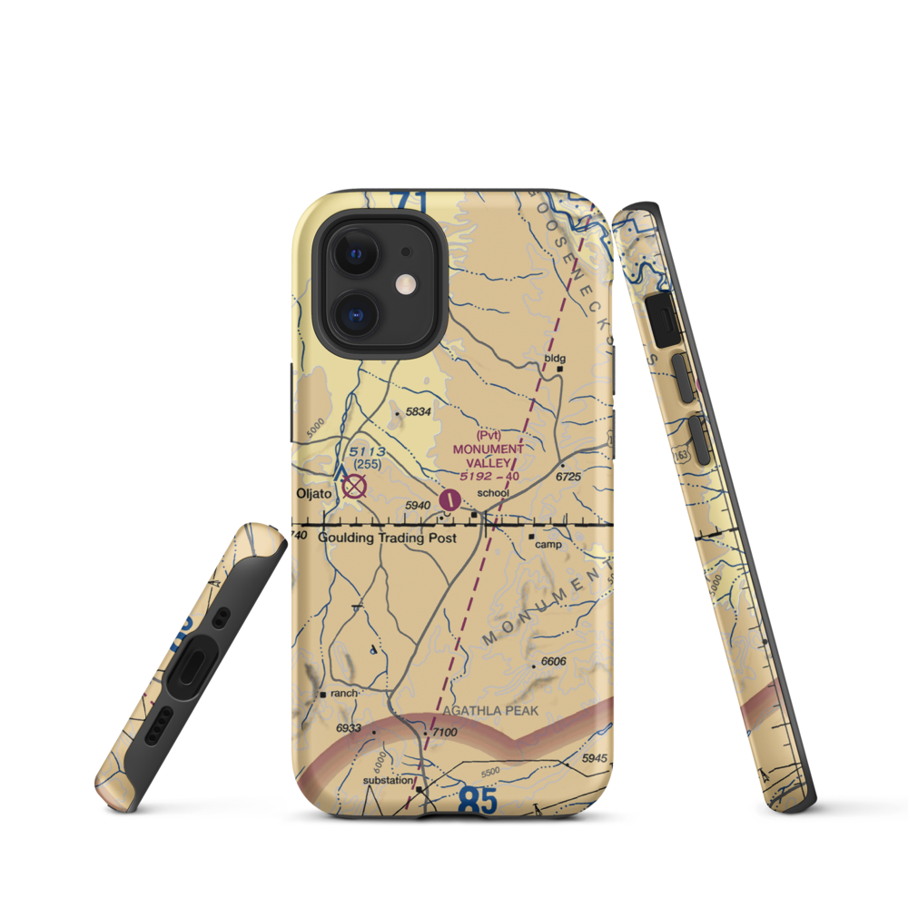 Monument Valley Airport (GMV) VFR Sectional  Tough iPhone Case iPhone 12 mini model shown