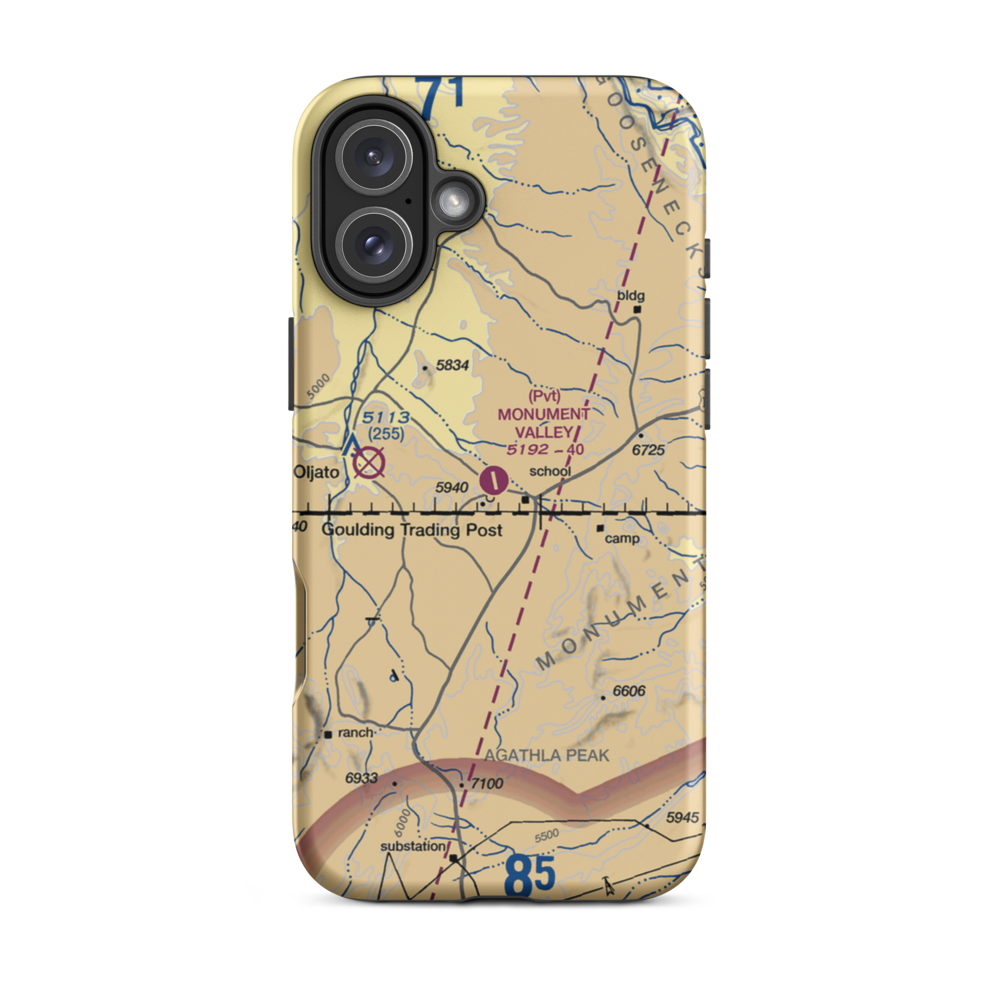 Monument Valley Airport (UT25) VFR Sectional  Tough iPhone Case iPhone 16 Plus model shown
