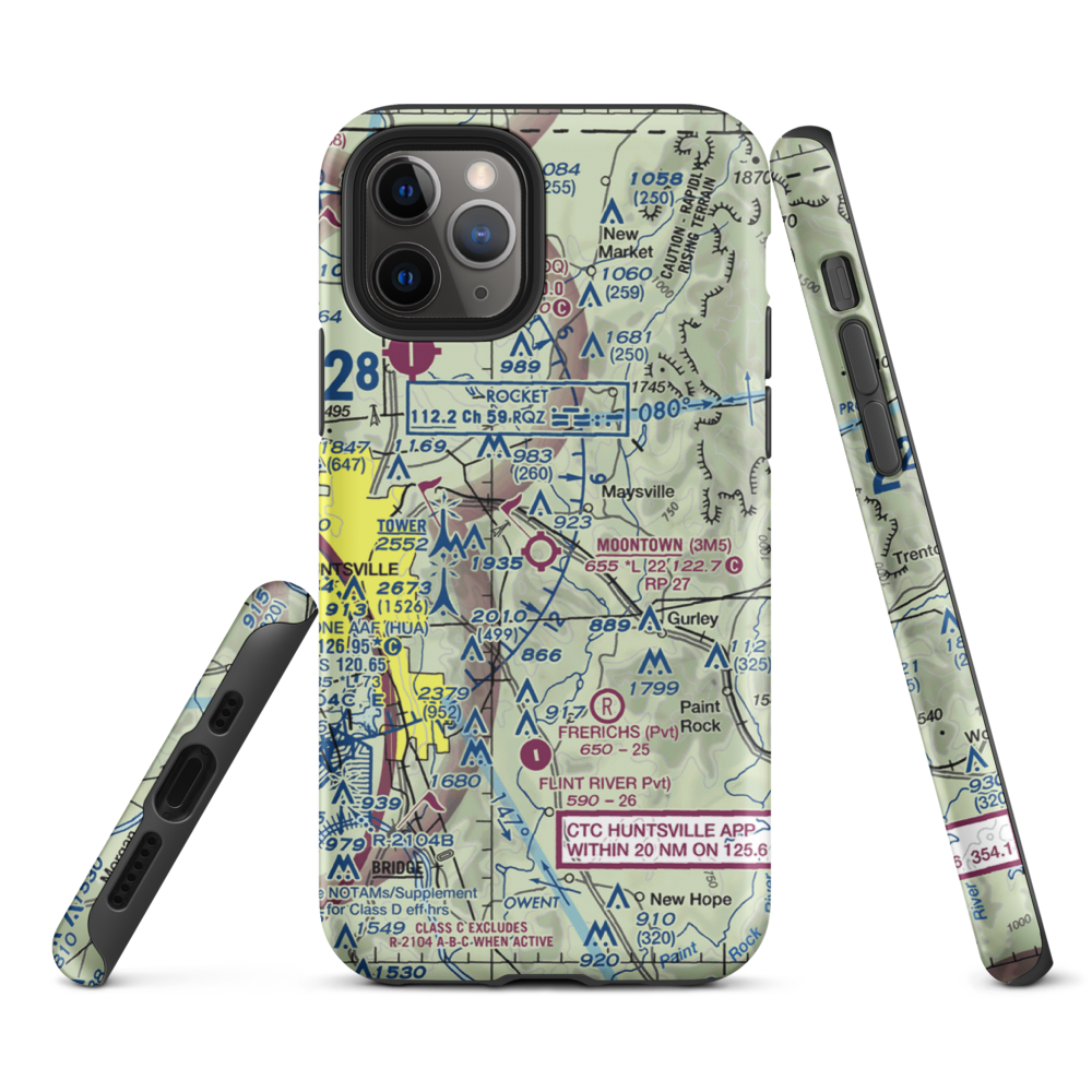 Moontown Airport (3M5) VFR Sectional  Tough iPhone Case iPhone 11 Pro model shown