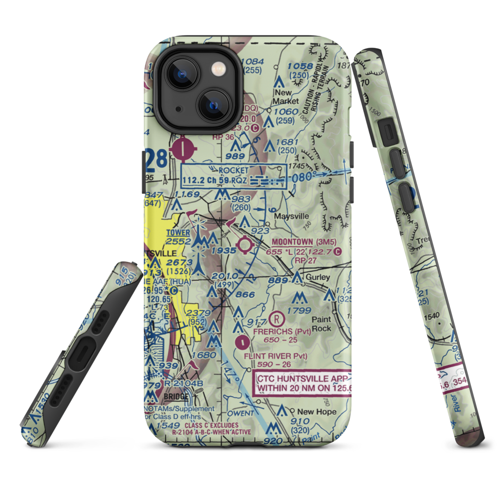 Moontown Airport (3M5) VFR Sectional  Tough iPhone Case iPhone 14 Plus model shown