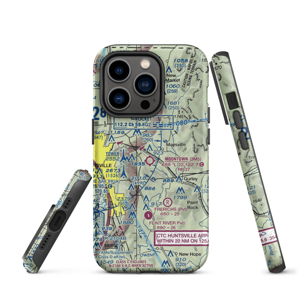 Moontown Airport (3M5) VFR Sectional  Tough iPhone Case iPhone 14 Pro model shown