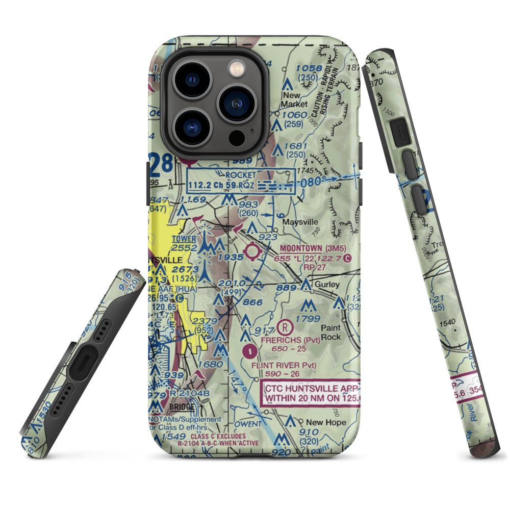 Moontown Airport (3M5) VFR Sectional  Tough iPhone Case iPhone 14 Pro Max model shown