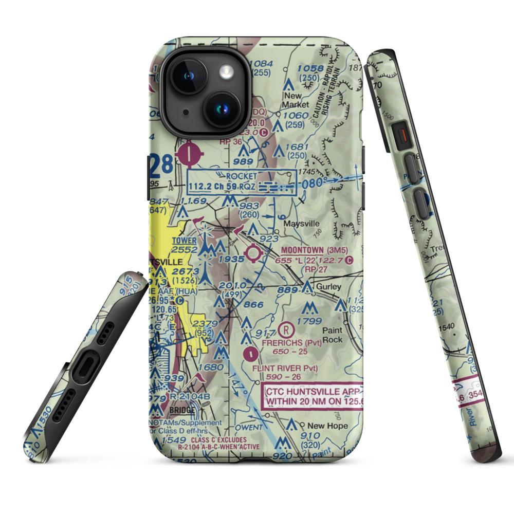 Moontown Airport (3M5) VFR Sectional  Tough iPhone Case iPhone 15 Plus model shown