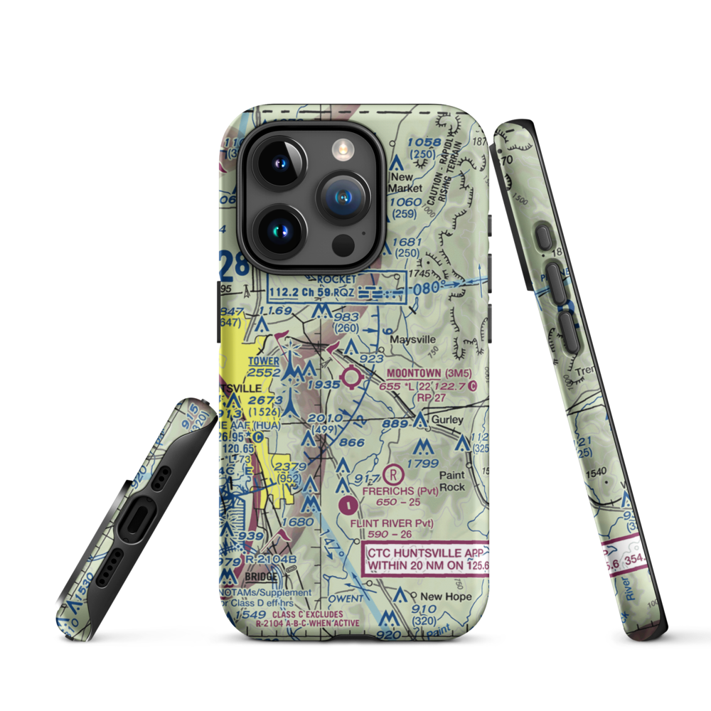 Moontown Airport (3M5) VFR Sectional  Tough iPhone Case iPhone 15 Pro model shown
