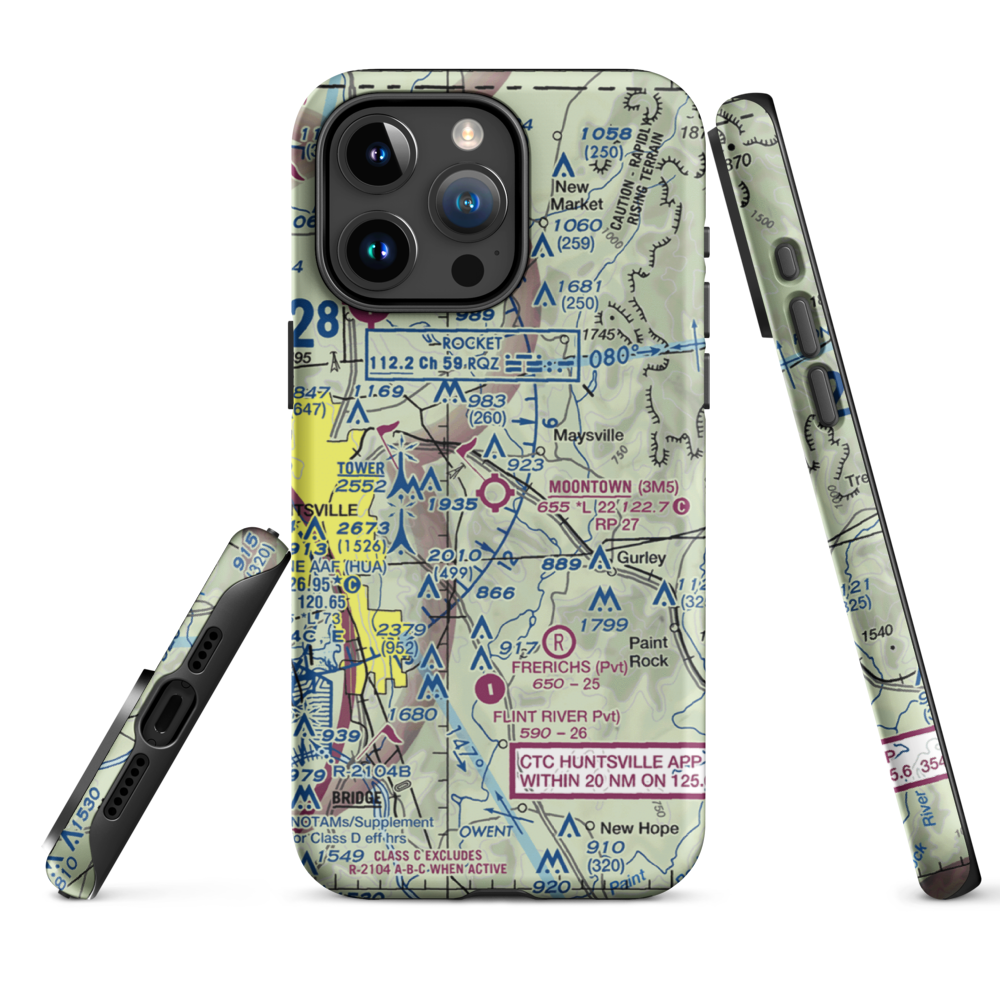 Moontown Airport (3M5) VFR Sectional  Tough iPhone Case iPhone 15 Pro Max model shown