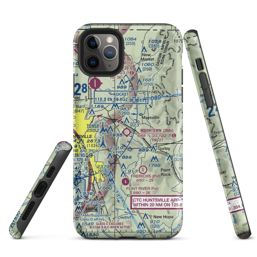 Moontown Airport (3M5) VFR Sectional  Tough iPhone Case iPhone 11 Pro Max model shown