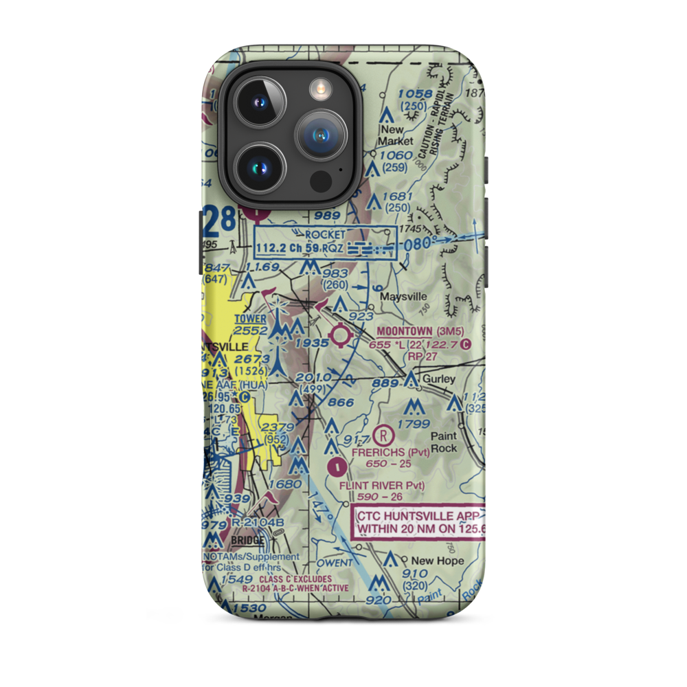 Moontown Airport (3M5) VFR Sectional  Tough iPhone Case iPhone 16 Pro Max model shown