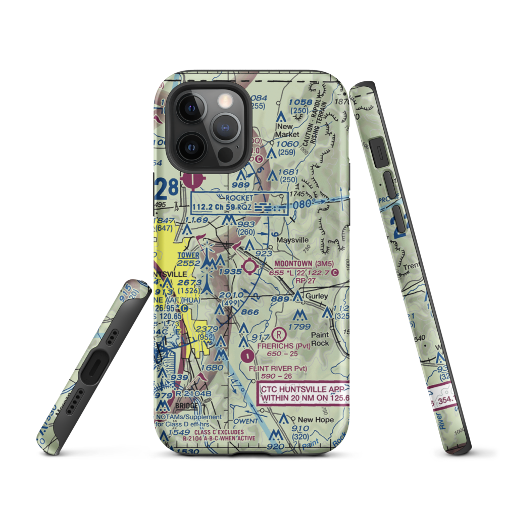 Moontown Airport (3M5) VFR Sectional  Tough iPhone Case iPhone 12 Pro model shown