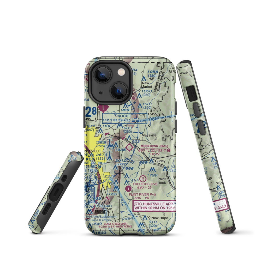Moontown Airport (3M5) VFR Sectional  Tough iPhone Case iPhone 13 mini model shown