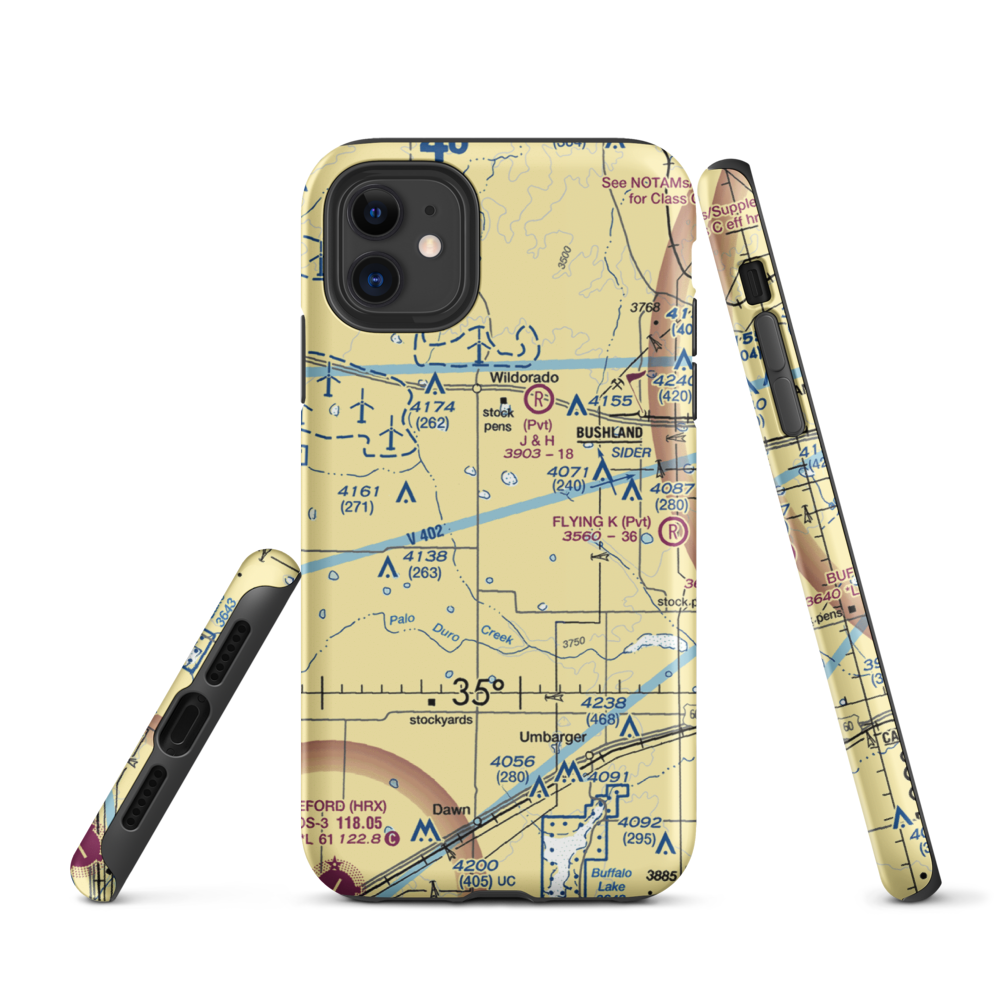 Moore Airport (1TE6) VFR Sectional  Tough iPhone Case iPhone 11 model shown