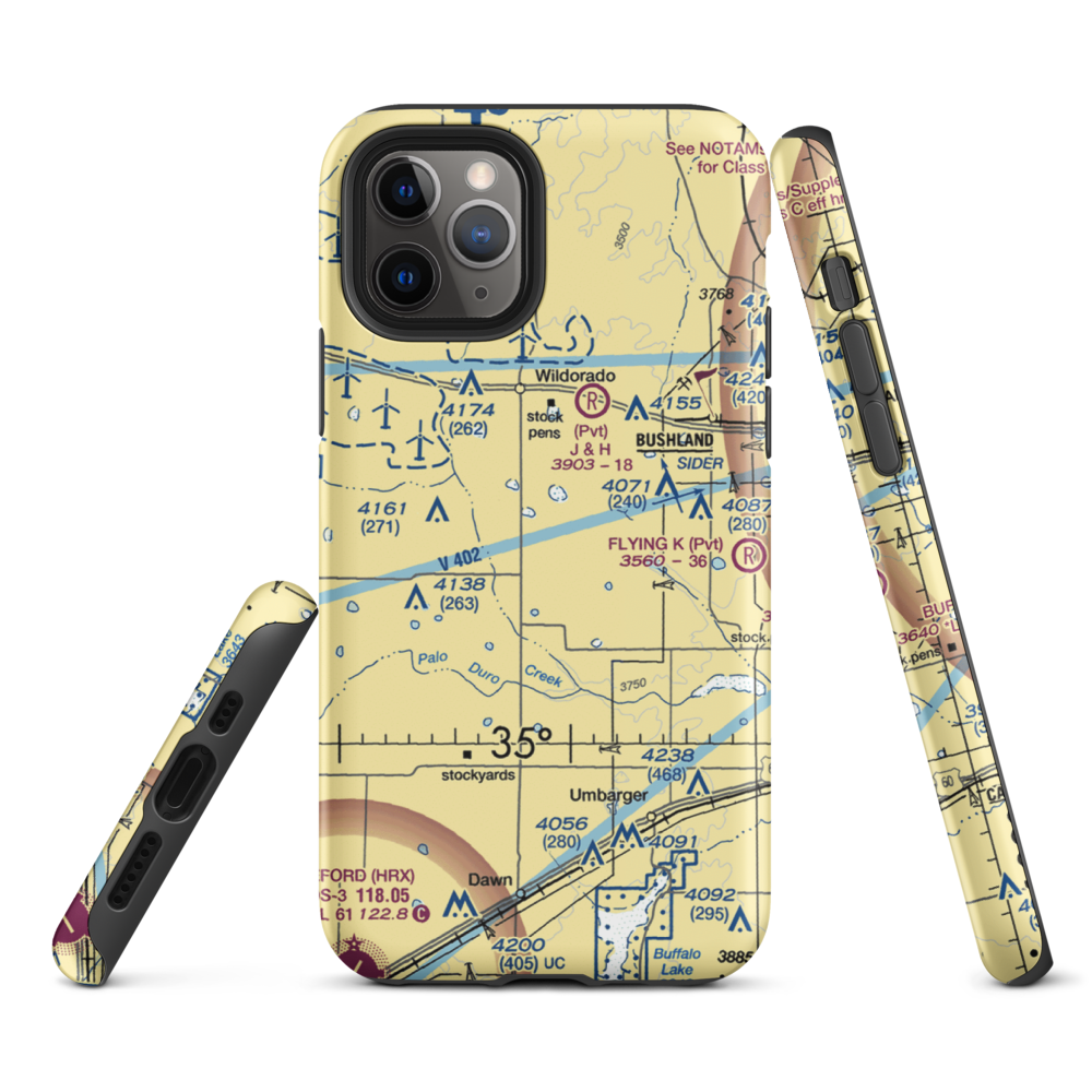 Moore Airport (1TE6) VFR Sectional  Tough iPhone Case iPhone 11 Pro model shown