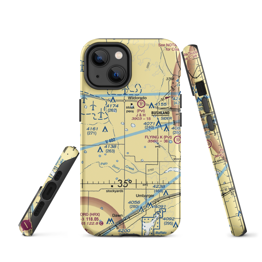 Moore Airport (1TE6) VFR Sectional  Tough iPhone Case iPhone 14 model shown