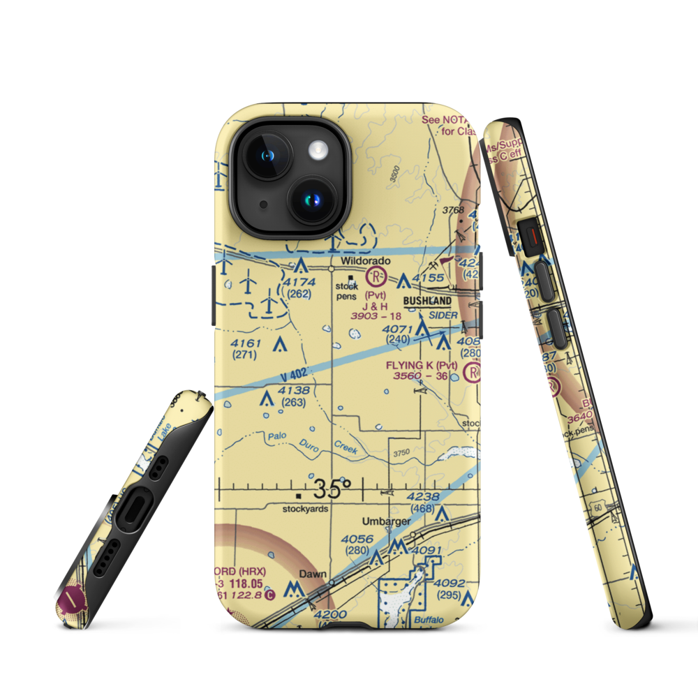 Moore Airport (1TE6) VFR Sectional  Tough iPhone Case iPhone 15 model shown