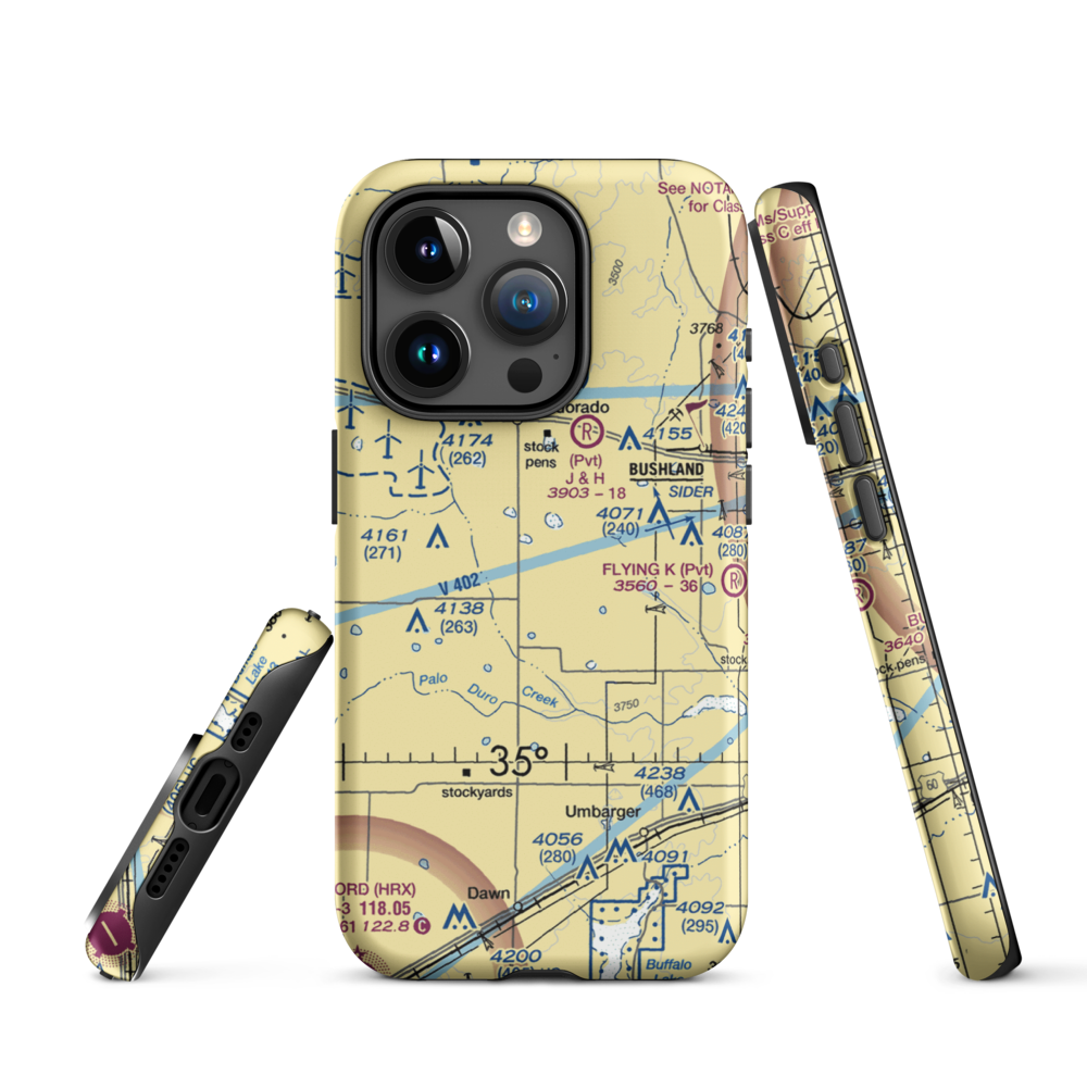 Moore Airport (1TE6) VFR Sectional  Tough iPhone Case iPhone 15 Pro model shown