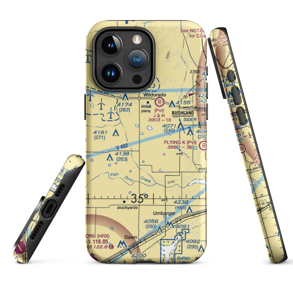 Moore Airport (1TE6) VFR Sectional  Tough iPhone Case iPhone 15 Pro Max model shown