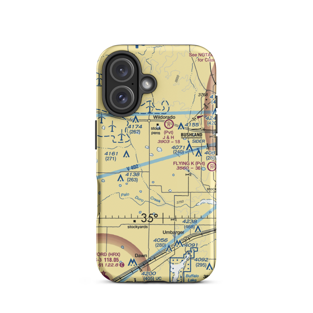 Moore Airport (1TE6) VFR Sectional  Tough iPhone Case iPhone 16 model shown