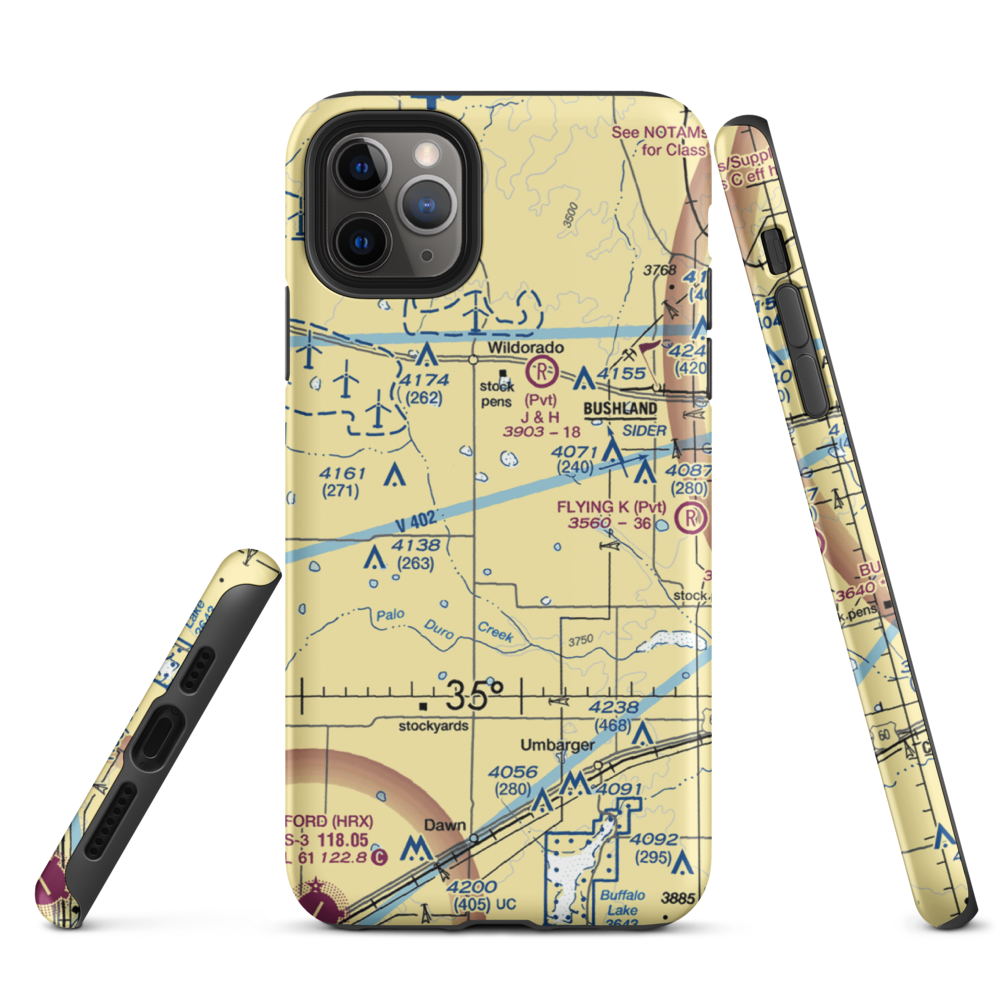 Moore Airport (1TE6) VFR Sectional  Tough iPhone Case iPhone 11 Pro Max model shown