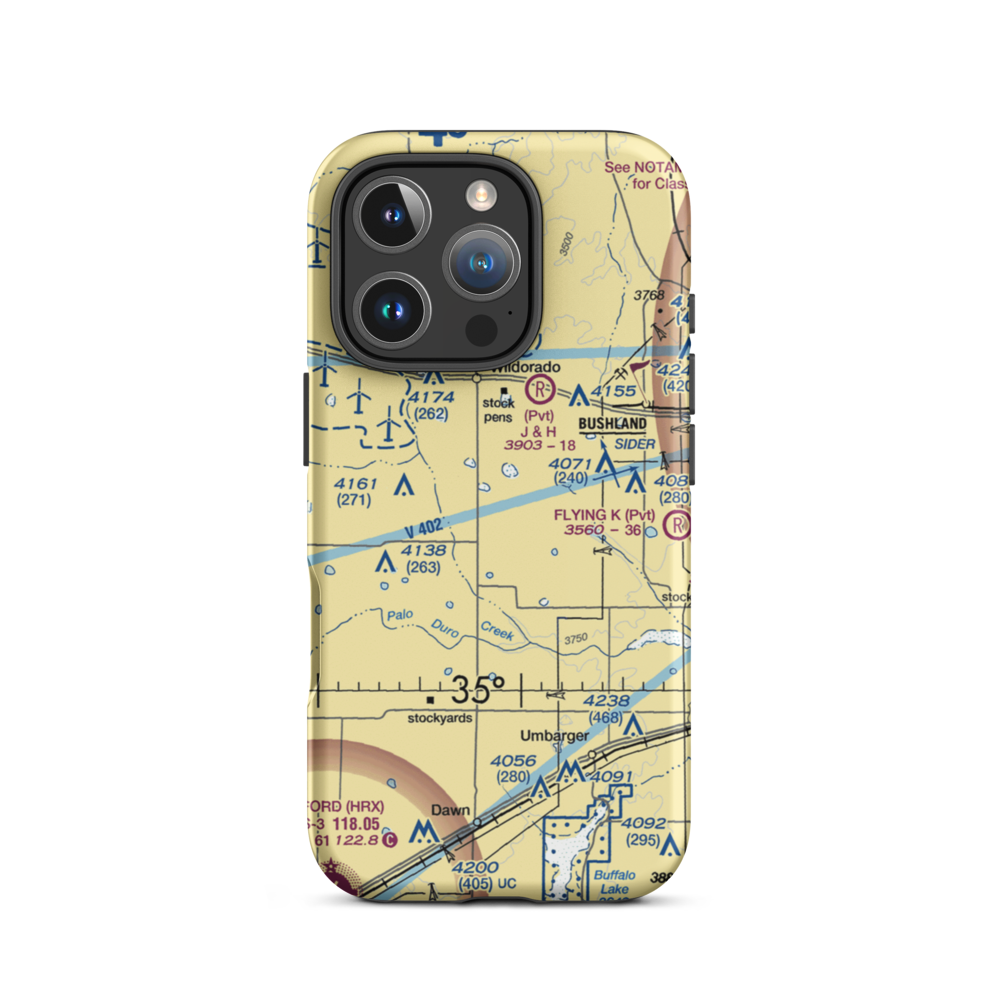 Moore Airport (1TE6) VFR Sectional  Tough iPhone Case iPhone 16 Pro model shown