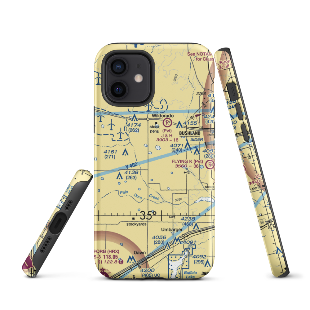Moore Airport (1TE6) VFR Sectional  Tough iPhone Case iPhone 12 model shown