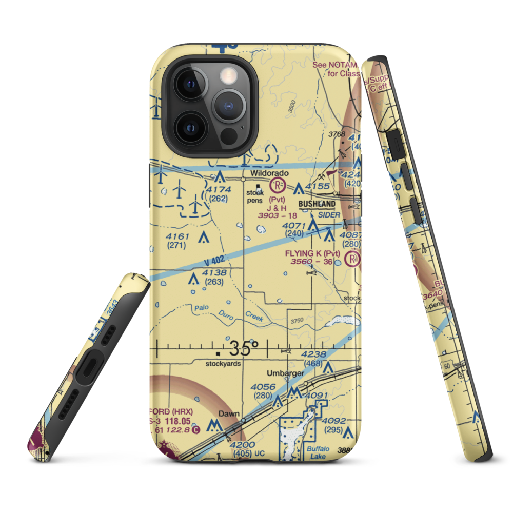 Moore Airport (1TE6) VFR Sectional  Tough iPhone Case iPhone 12 Pro Max model shown