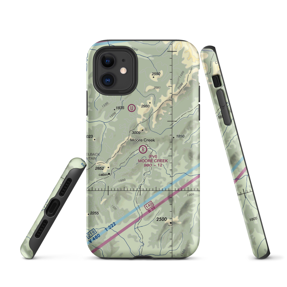 Moore Creek Airport (99AK) VFR Sectional  Tough iPhone Case iPhone 11 model shown