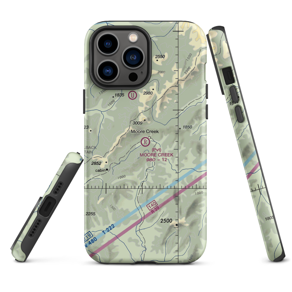 Moore Creek Airport (99AK) VFR Sectional  Tough iPhone Case iPhone 13 Pro Max model shown