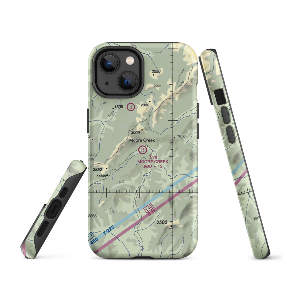 Moore Creek Airport (99AK) VFR Sectional  Tough iPhone Case iPhone 14 model shown