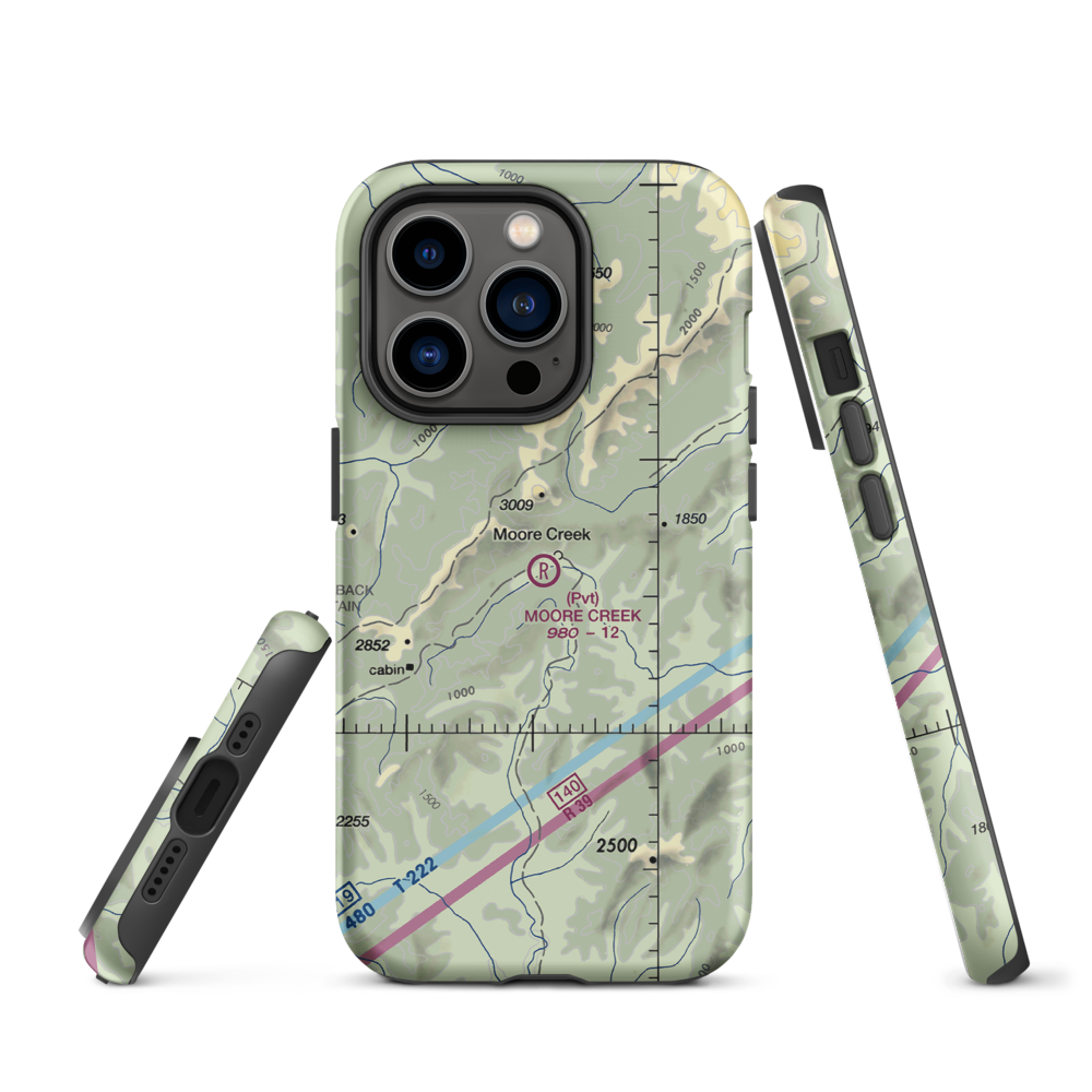 Moore Creek Airport (99AK) VFR Sectional  Tough iPhone Case iPhone 14 Pro model shown