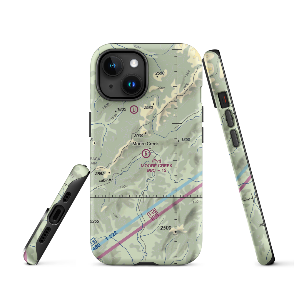 Moore Creek Airport (99AK) VFR Sectional  Tough iPhone Case iPhone 15 model shown