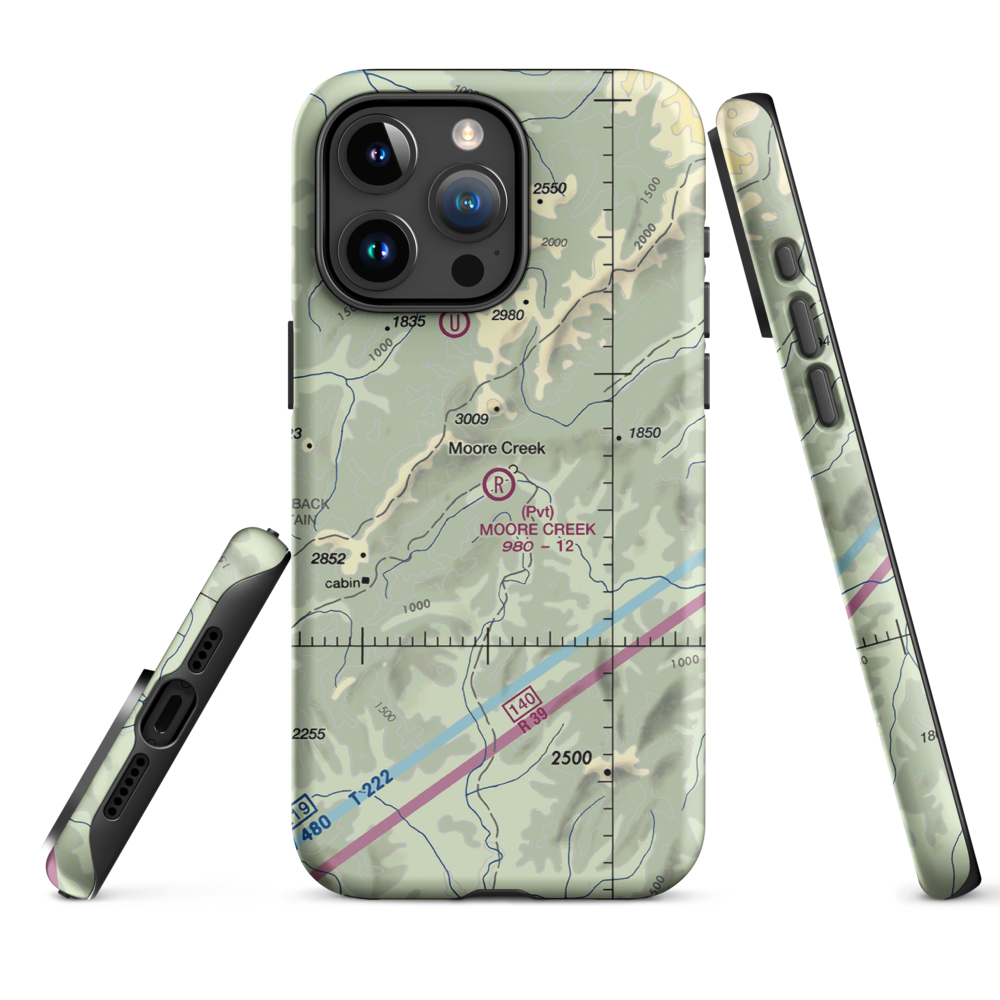 Moore Creek Airport (99AK) VFR Sectional  Tough iPhone Case iPhone 15 Pro Max model shown