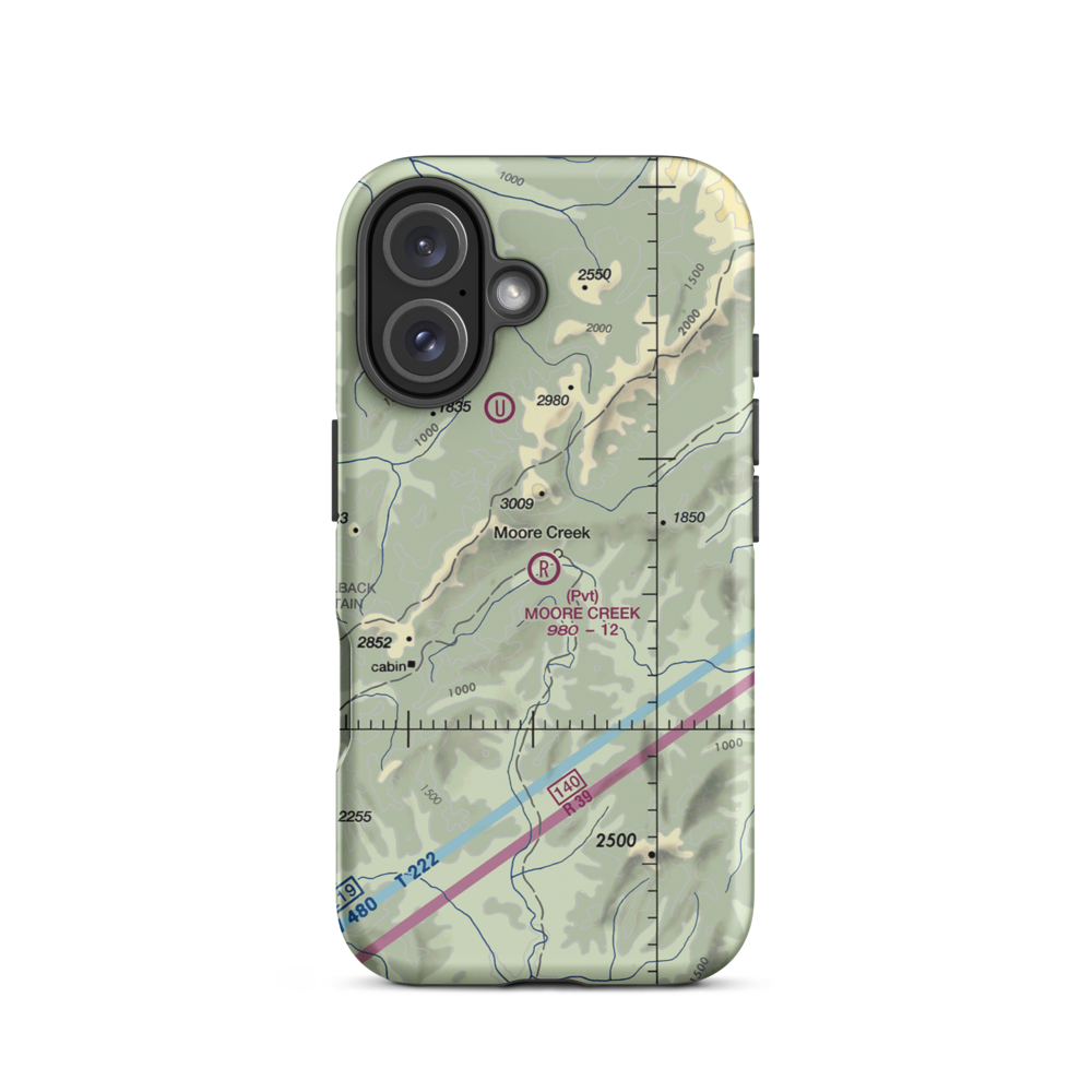 Moore Creek Airport (99AK) VFR Sectional  Tough iPhone Case iPhone 16 model shown