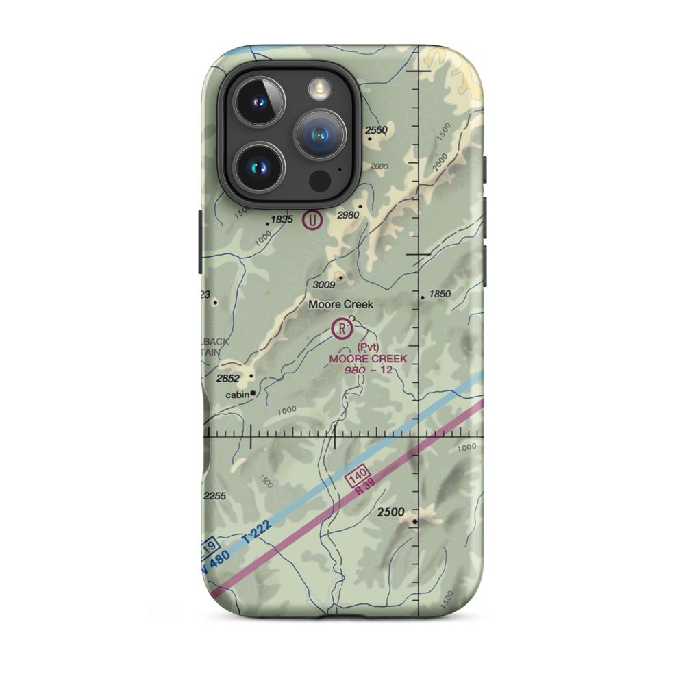 Moore Creek Airport (99AK) VFR Sectional  Tough iPhone Case iPhone 16 Pro Max model shown