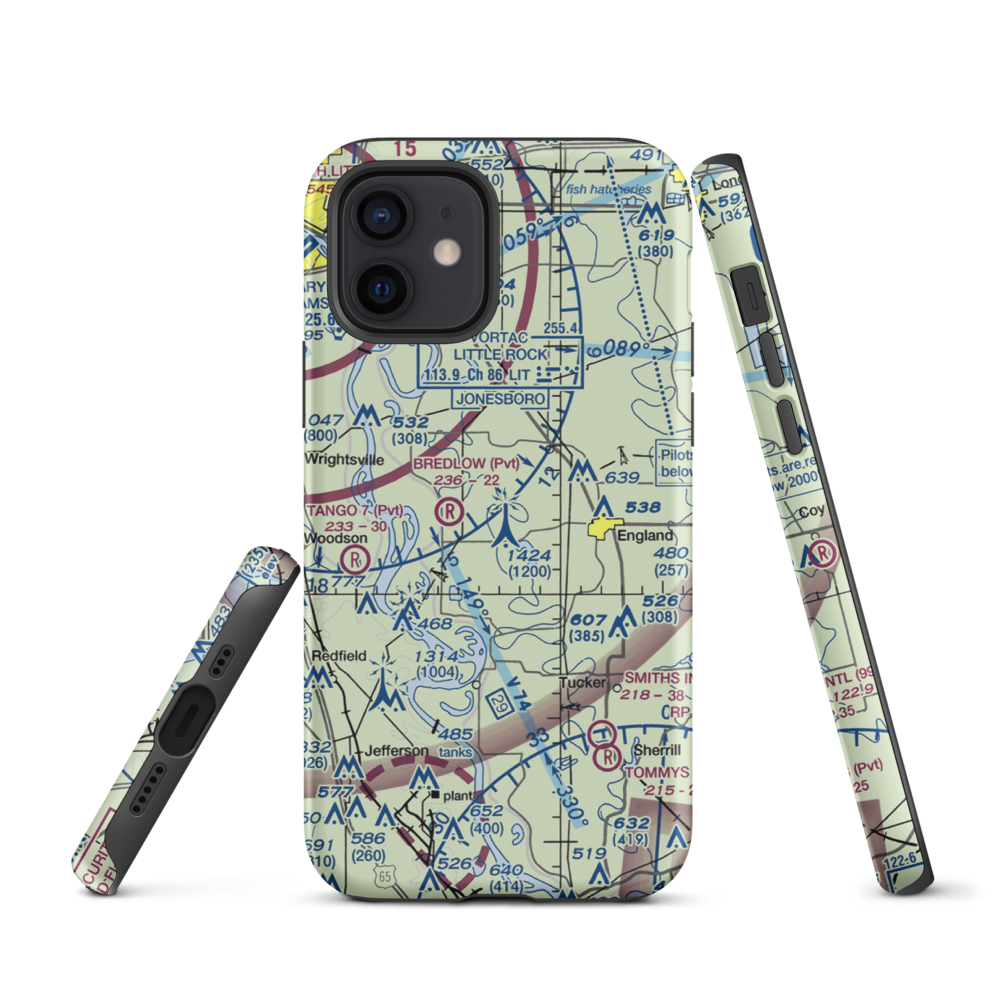 Moore Farm Airport (45AR) VFR Sectional  Tough iPhone Case iPhone 12 model shown