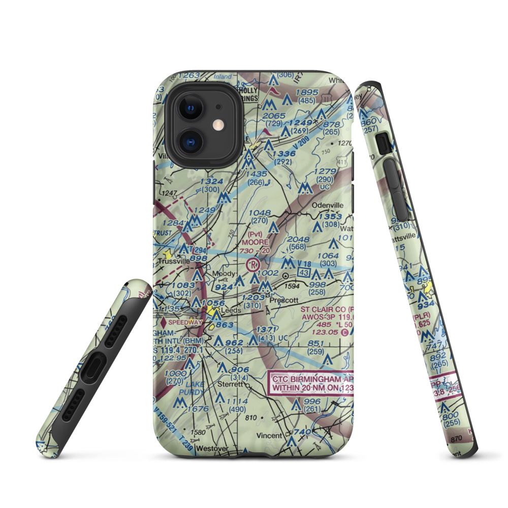 Moore Field (1AL8) VFR Sectional  Tough iPhone Case iPhone 11 model shown