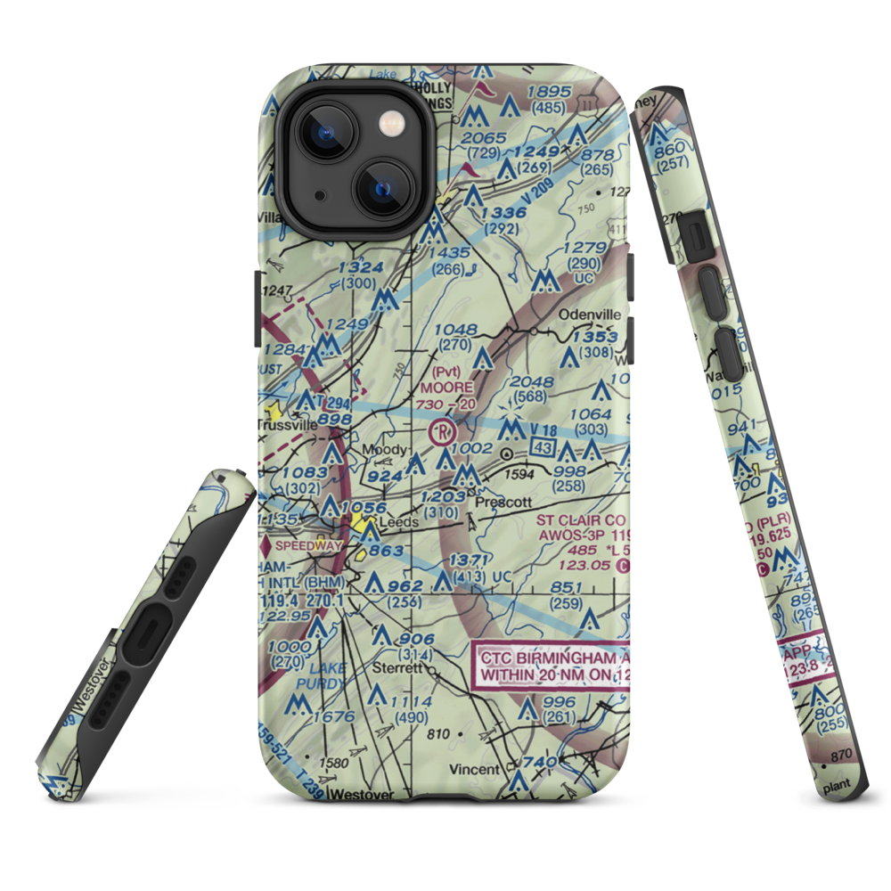 Moore Field (1AL8) VFR Sectional  Tough iPhone Case iPhone 14 Plus model shown