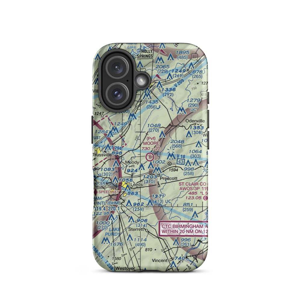 Moore Field (1AL8) VFR Sectional  Tough iPhone Case iPhone 16 model shown
